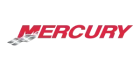 A red and white logo for Mercury on a white background.